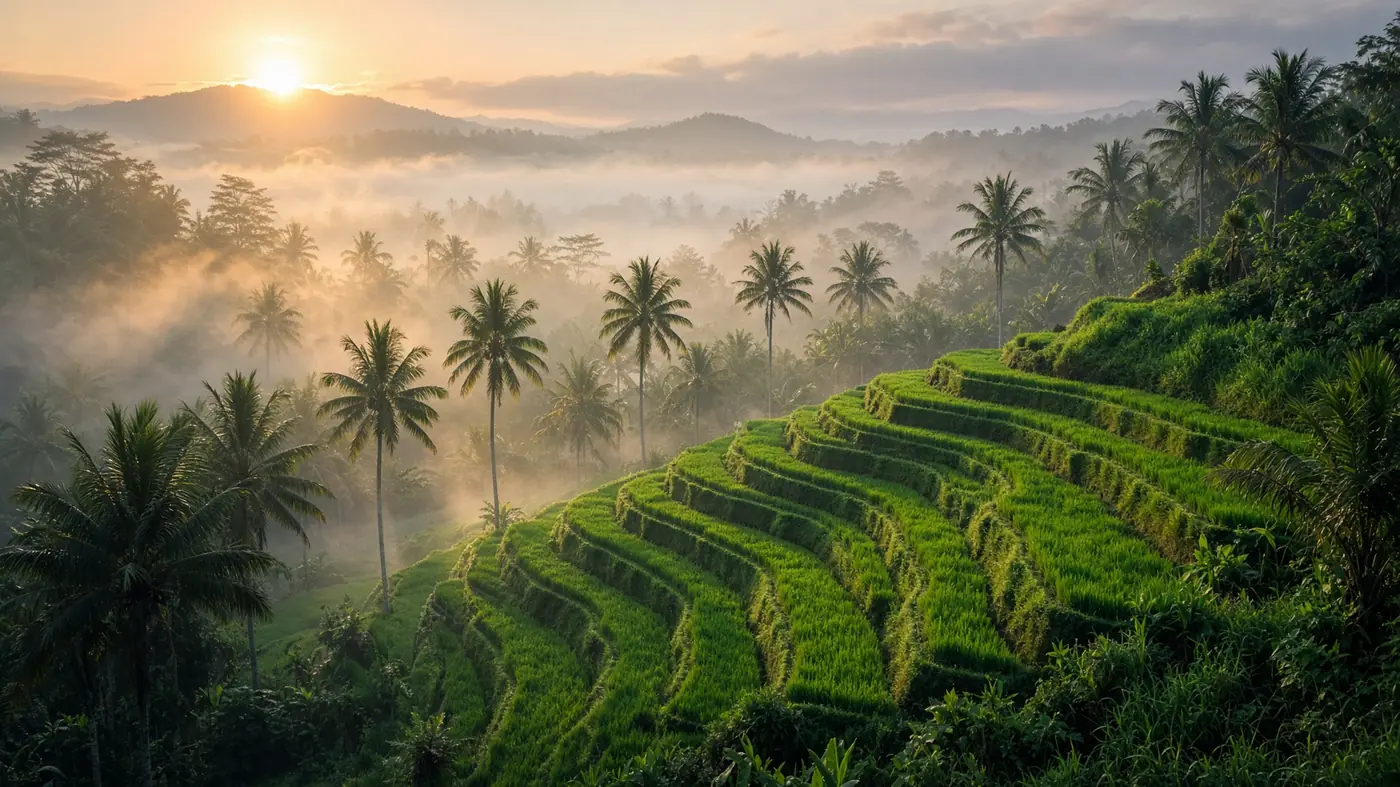 Bali rice terraces at sunrise